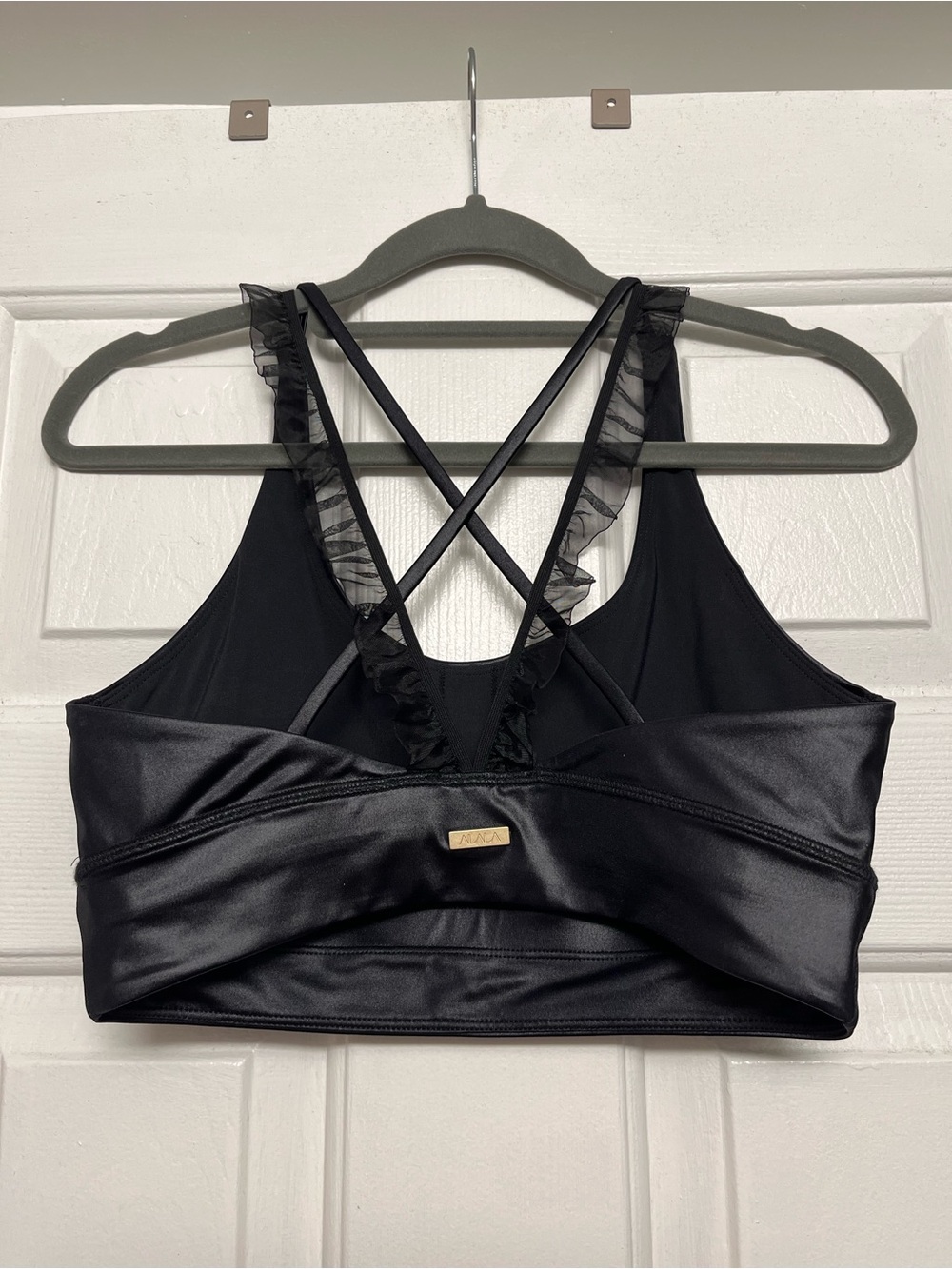 Alala Black Satin Strappy Sports Bralette - Picture 2 of 3